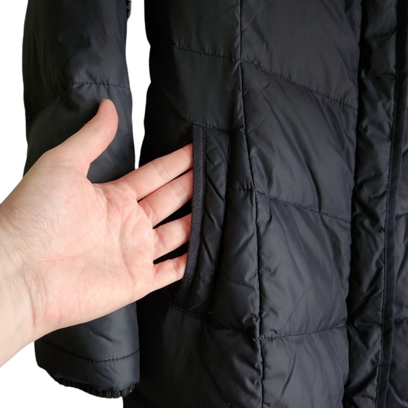 Crew Clothing Co. Women Black Down Puffer Coat Size L Detachable Faux Fur Hood - Picture 11 of 13